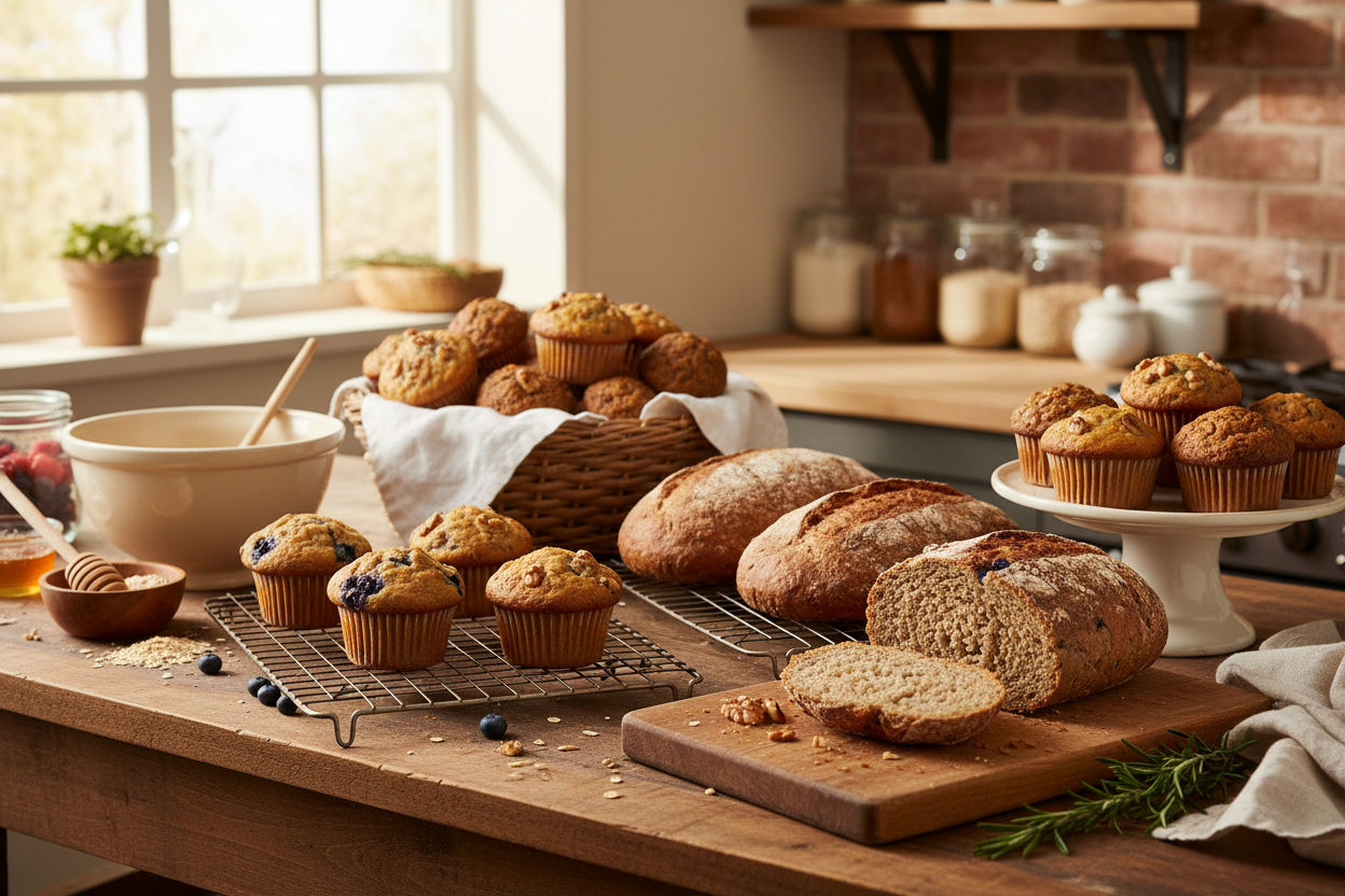 In home bakery clean muffins and breads